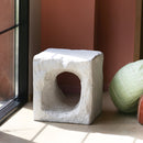 Lyra Outdoor Patio Karst Cave Inspired MGO Side Table White by HouseOfZazla