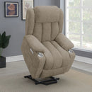 Beca - Upholstered Power Lift Recliner With Cupholders And USB Charging by HouseOfZazla