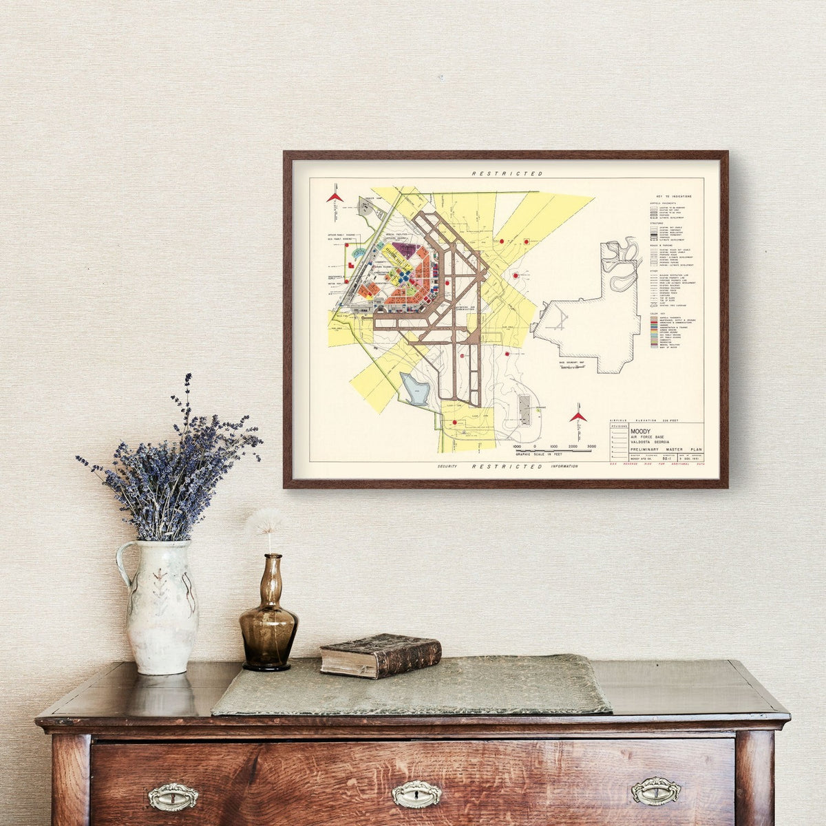 Vintage Map of Moody Air Force Base, 1951, photo 3 of 5