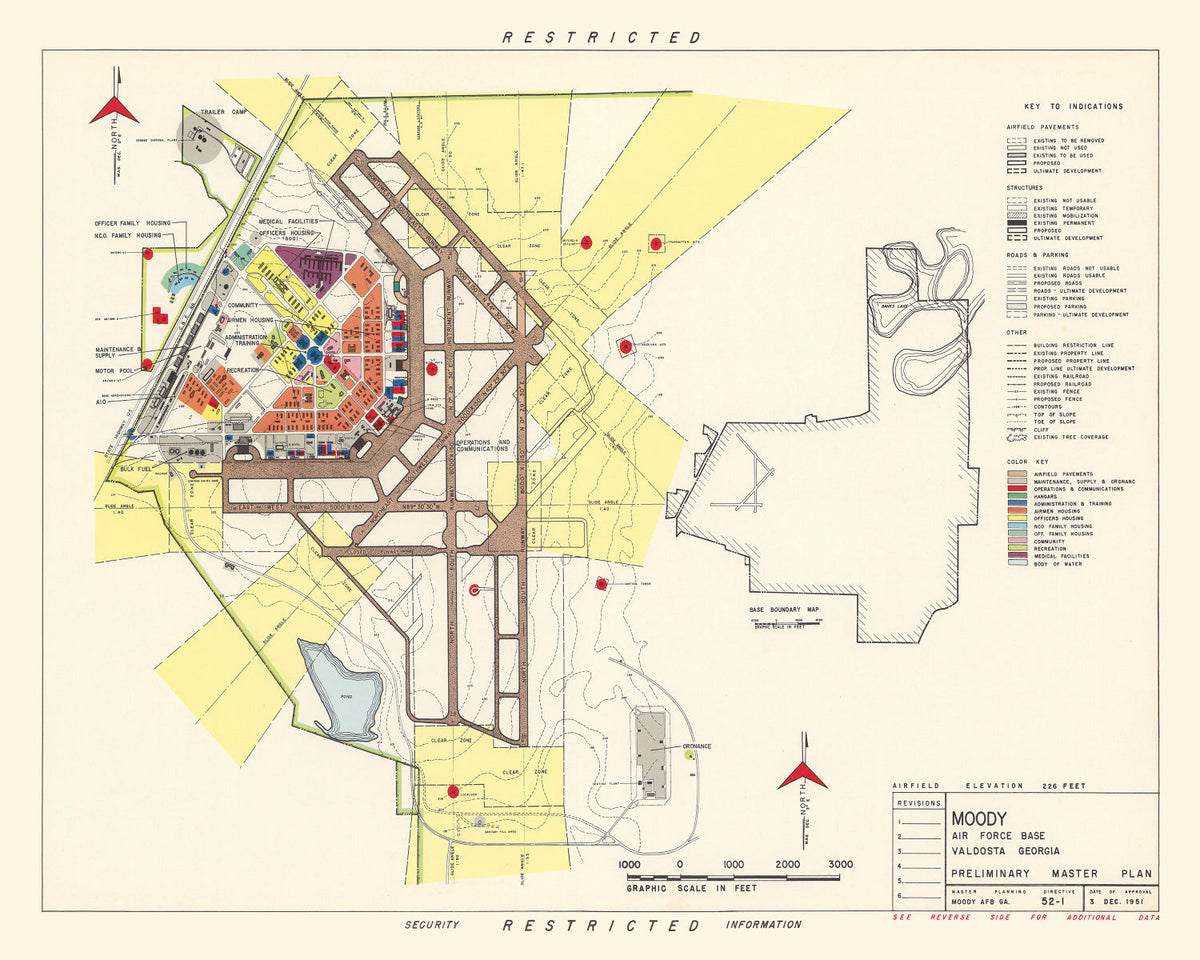 Vintage Map of Moody Air Force Base, 1951, photo 5 of 5