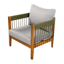 [Set of 2] Acacia Wood Outdoor Club Chair with Rope Accents