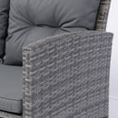 6 Piece Patio Wicker Sectional Set Patio Backyard Conversation Set Grey Wicker + Dark Grey Cushion