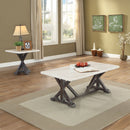 Romina - Coffee Table - White Marble Top & Weathered Espresso