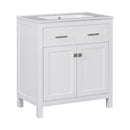 Bathroom Vanity With Ceramic Sink, Modern Single Bathroom Cabinet With 2 Doors And A Shelf, Soft Close Doors by HouseOfZazla
