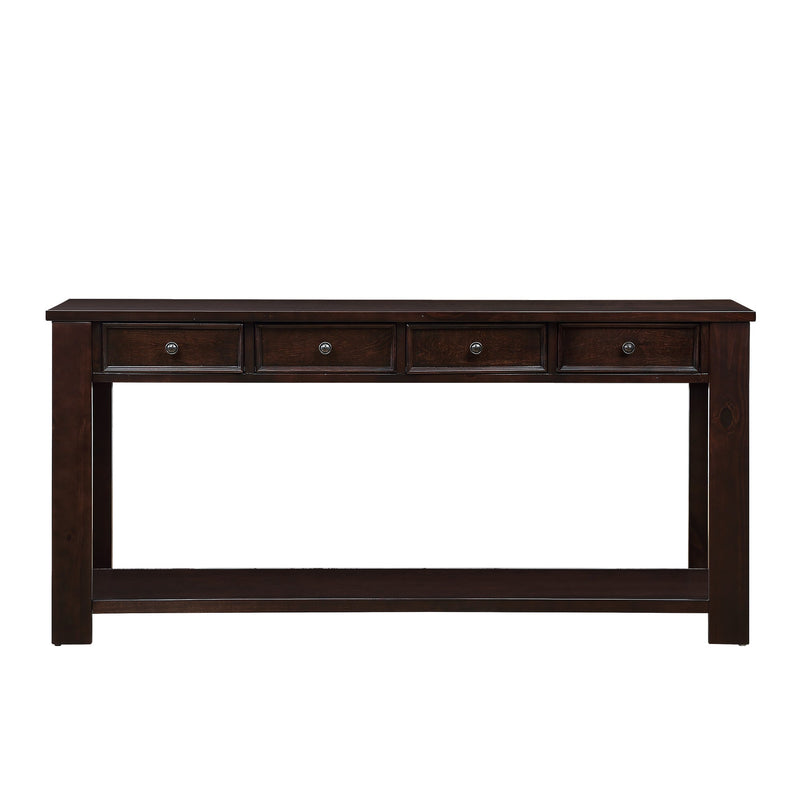63" Pine Wood Console Table with 4 Drawers and 1 Bottom Shelf for Entryway Hallway Easy Assembly 63 inch Long Sofa Table Light Espresso