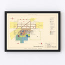 Vintage Map of Perrin Air Force Base, 1952