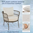 4-Piece Rattan Outdoor Patio Conversation Set with Seating Set for 5 and Coffee Table for Porch, Backyard and Garden (Brown Grey)