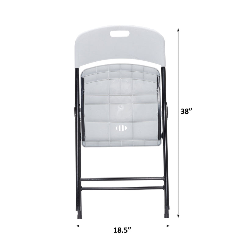 4 Pack Portable Plastic Folding Chairs, Sturdy Design, Indoor/Outdoor Events, Perfect for Camping/Picnic/Tailgating/Party, Easy to Clean, White
