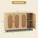 50 Inch Buffet Sideboard Cabinet with 4 Rattan Doors and Adjustable Shelves-Natural by LJGDeals