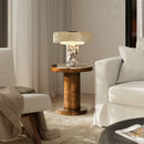 Bolin - Round Pillar Burl Accent Side Table - Walnut Brown by HouseOfZazla