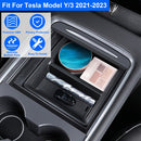 Center Console Organizer Tray Fit For 2021 2022 2023 Tesla Model 3 Model Y Armrest Drawer Storage Box with 2Pcs Silicone Pads
