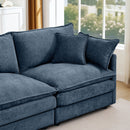 Modern Modular Sectional Sofa 105-Inch L-Shaped Couch Set with Movable Ottoman in Blue Chenille