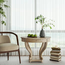 Curved Legs Farmhouse Style Small Size Round Dining Table End Table Side Table Coffee Table For Dinette, Kitchen, Dining Room Or Living Room - Natural Wood Grain Distressed by Unique Piece Furniture