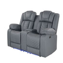 Raize - 10 Power Console Reclining Loveseat With LED - Gray by HouseOfZazla