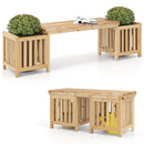 Patio Wooden Bench with Planter 2 Person Patio Bench-Natural by LJGDeals