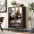 Modern Minimalist Style LED Curio Cabinet With Tempered Glass Door, Metal Legs by Unique Piece Furniture
