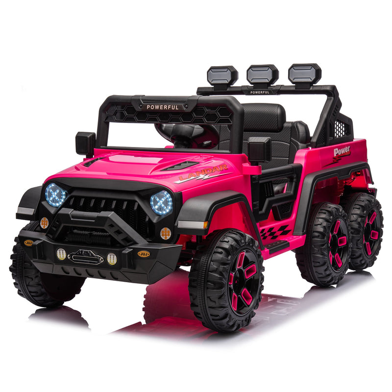 24V Ride On Large PickUp Truck car for Kids,ride On 4WD Toys with Remote Control,Parents Can Assist in Driving,Bluetooth music version,Pickup truck design with spacious storage in the rear.
