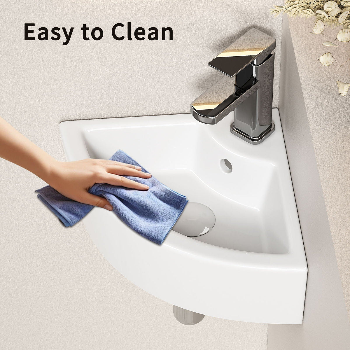 Triangle Corner Sink For Bathroom - Milk White, photo 6 of 8