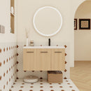 Wall Mounted Floating Bathroom Vanity With Sink, 3 Door Modular Cabinet by HouseOfZazla