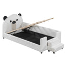 Upholstered Daybed With Bear Shaped Headboard, Hydraulic System And Breathable Fence