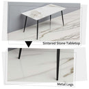 Dining Table with Sintered Stone Tabletop and Metal Legs, 70' Rectangular Modern Kitchen & Dining Room Table