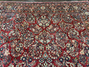 1920s Persian Sarouk Rug 9x12, Red Persian Carpet, High Quality Persian Rug, Allover Floral Pattern, Antique Oriental Rug, Wool Handmade Room Sized