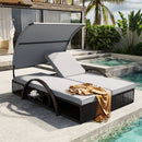 U_STYLE Outdoor Steel Frame Sun Lounger with Adjustable Backrest by HouseOfZazla