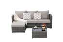 2 Pieces Patio Furniture Set with Woven Sectional and Ottoman