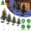 4Packs Solar Christmas Tree Lights Xmas Garden Decorations Tree Stake Lamp 20LEDs Solar Decor Light with Constant and Flashing Mode for Pathway Yard P