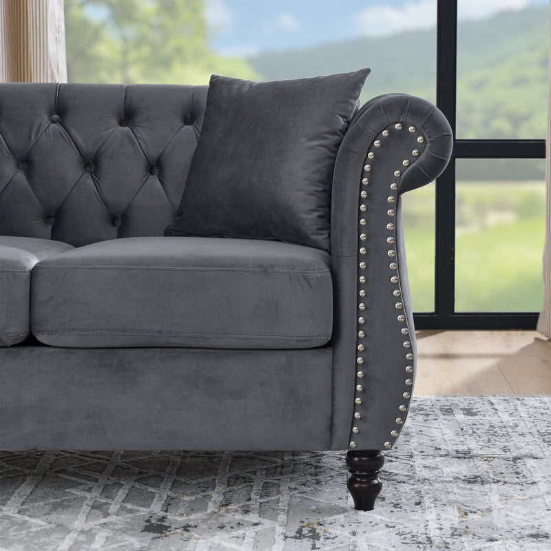 3-seater + 3-seater Combination sofa.Grey Velvet
