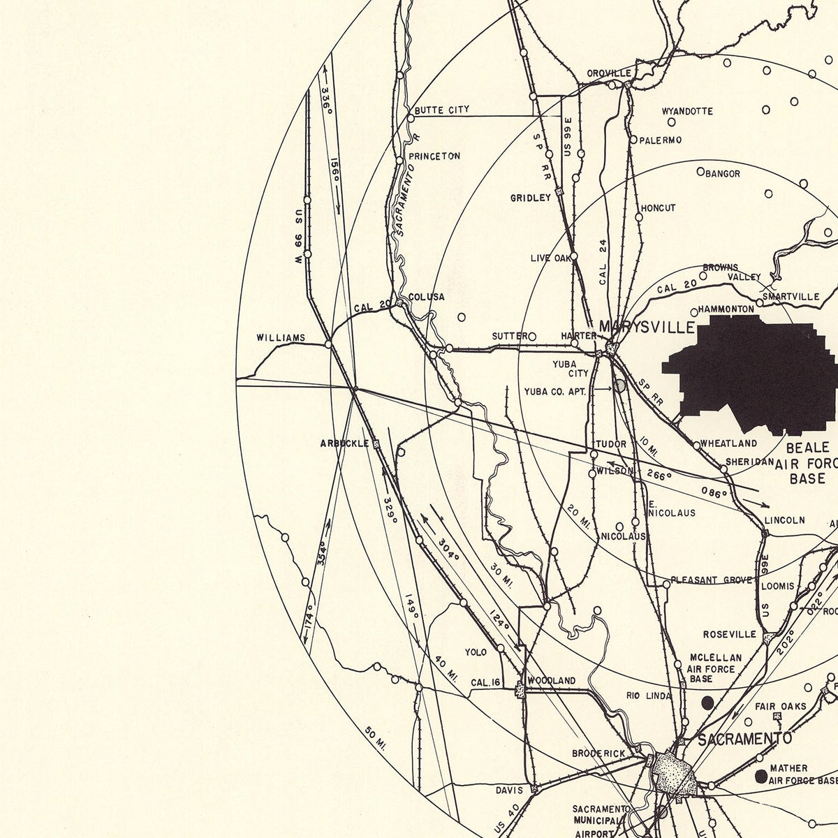 Vintage Map of the Beale Air Force Base Vicinity, 1952, photo 2 of 5