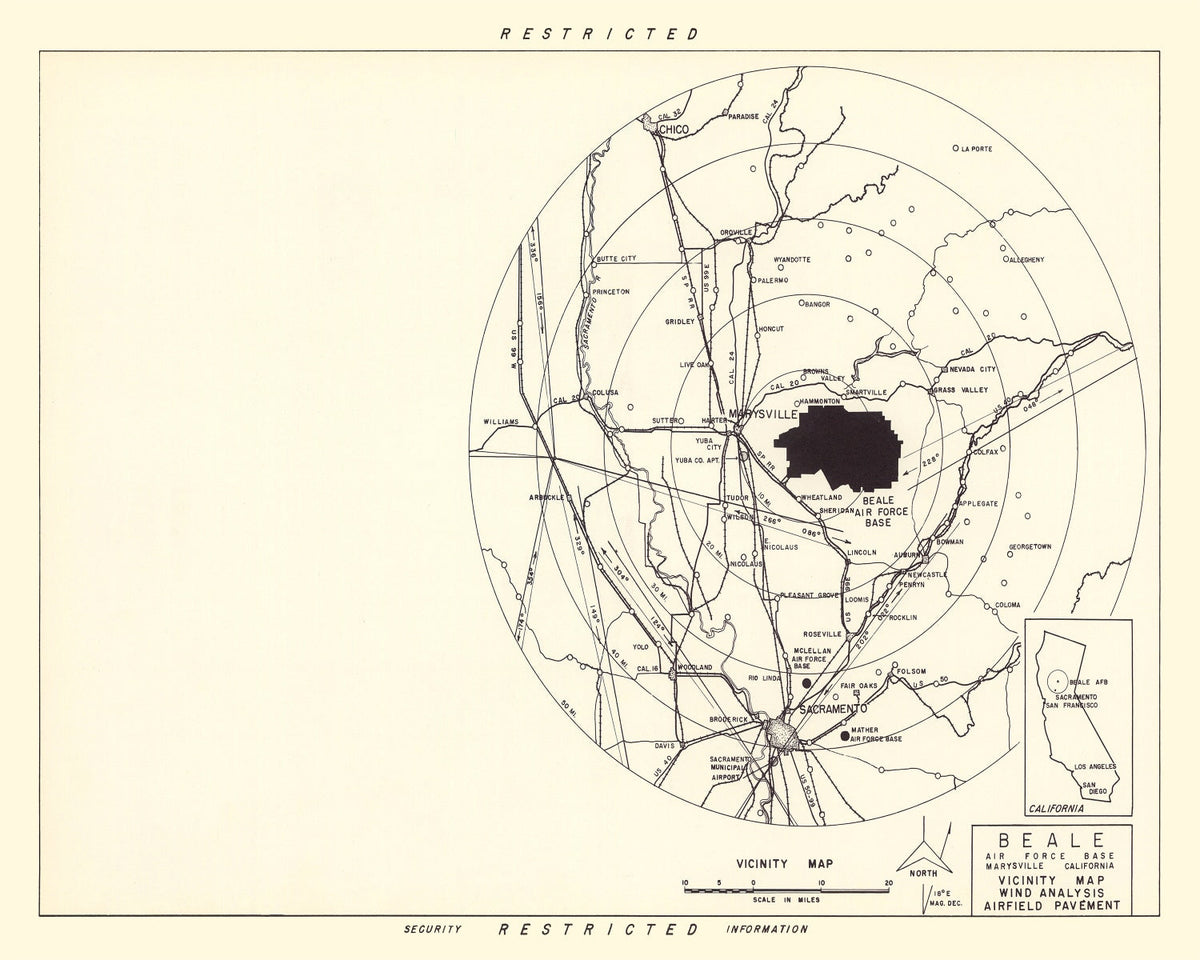 Vintage Map of the Beale Air Force Base Vicinity, 1952, photo 5 of 5