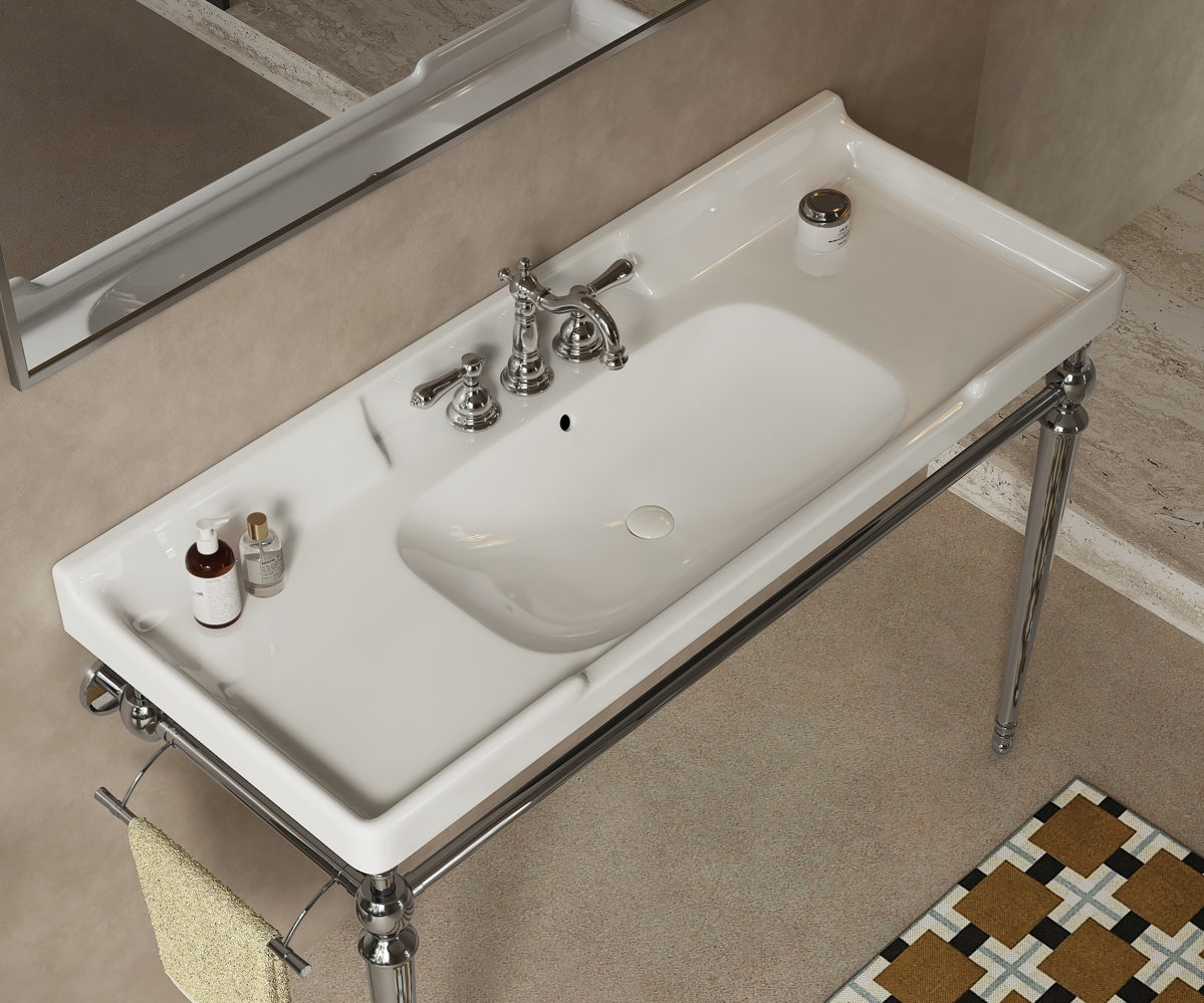 VICI 48" Bathroom Ceramic Basin with 3 Pre-Drilled Holes, photo 8 of 10
