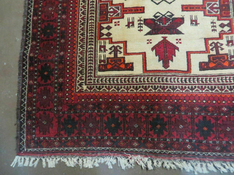 4' X 7' Vintage Handmade Pakistan Turkoman Bokhara Balouch Woven Wool Rug Nice