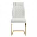 High Back Dining Chairs For Dining & Kitchen Room (Set of 4) - Golden / White by HouseOfZazla