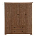 4 Door Wardrobe Armoire Closet with 2 Drawers, Brown