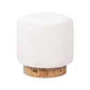 Tilly - Round Fur Upholstered / Burl Pouf Ottoman - White by HouseOfZazla