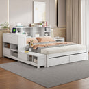 Platform Bed With Multi Functional Storage Space, Nightstand, 2 Drawers, USB Ports And Desk by Unique Piece Furniture