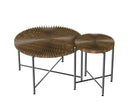 Radial - Pattern Coffee And End Table Set Waterproof Cover, Distressed Cylindrical Design (Set of 2) by HouseOfZazla