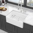 Elegant Farmhouse Apron Front Ceramic Single Bowl, Kitchen Basin