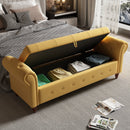 63" Bed Bench Yellow Fabric