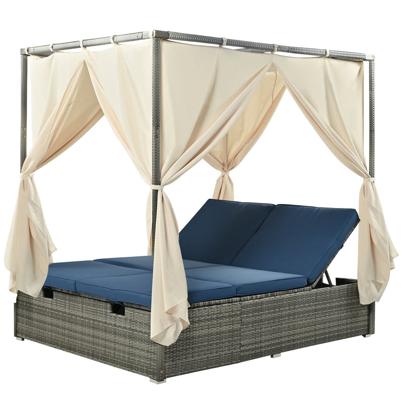 Adjustable Sun Bed With Curtain,High Comfort,With 3 Colors