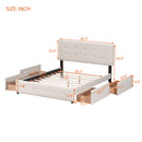 Upholstered Platform Bed With Classic Headboard And Drawers, No Box Spring Needed by Unique Piece Furniture