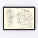 Vintage Map of the Campbell Air Force Base Vicinity, 1952