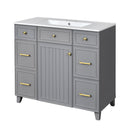 Bathroom Vanity With Ceramic Sink, Soft Close Doors, Adjustable Shelves by HouseOfZazla