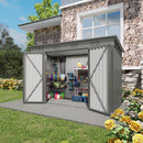 Outdoor Storage Shed, Tool House With Sloping Roof, 6 Vents And 2 Swing Doors For Backyard - Gray by HouseOfZazla