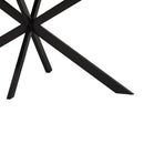 55.11" -70.86"Retro Rectangular Stretch Dining Table, Grey Carole Top With Black Embossed Center Plate, Black Fine Sand Cross Iron Foot Base Dining Table, With Storage Box.