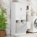 Modern Bathroom Storage Cabinet With Two Laundry Baskets, One Drawer, Adjustable Shelf