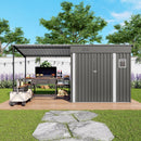 Lean To Shed With Open Sided Pergola, Outdoor Storage Shed & Attached Hardtop Gazebo Combo - Gray by HouseOfZazla