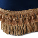 Ellen - Upholstered Clover Ottoman With Gold Bullion Fringe - Navy Blue by HouseOfZazla